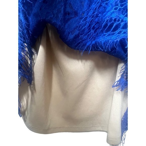 NWOT Women's Blue Lace Beige Lined‎ Top - Picture 6 of 6